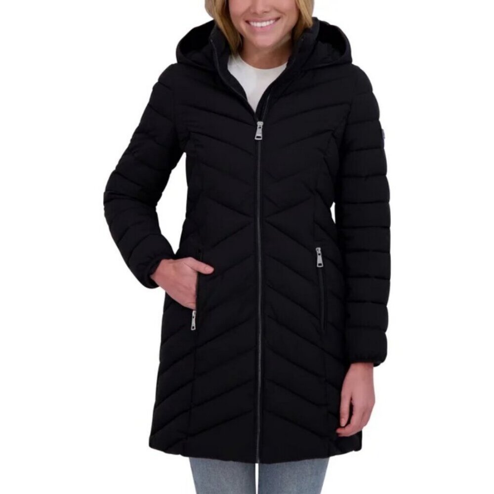 DNKY Women`s Hooded Puffer Jacket/Black/Size-M/NWT